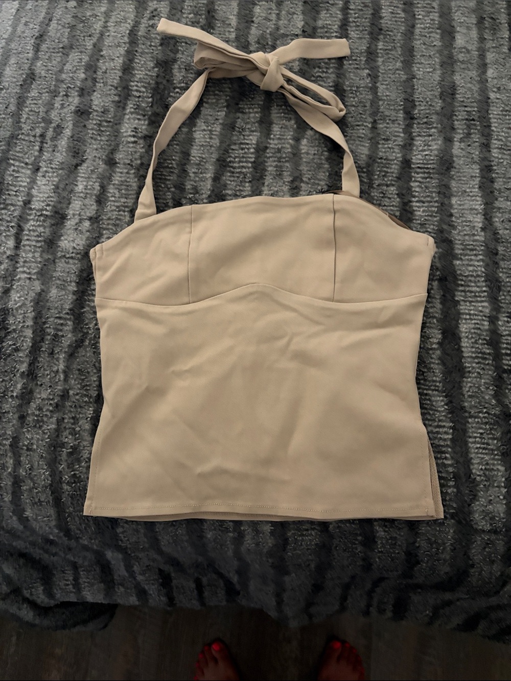 Edikted Beige Halter Tie-Neck Camisole